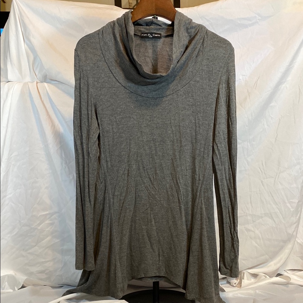 Kim & Cami Gray Cowl Neck Sweater